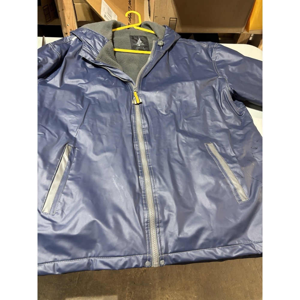 Vintage MISTY HARBOR Rain Coat Hooded Jacket Gray Fleece Lined X Large